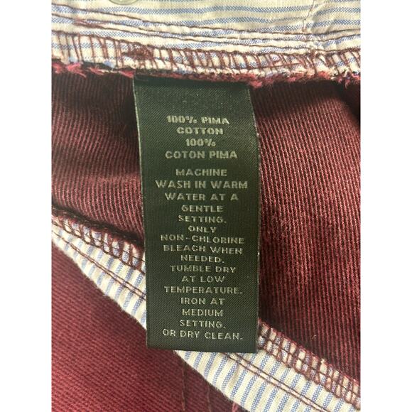 Saks Fifth Avenue Men's Burgundy Pima Cotton Pants Size 34 Oxblood Straight Leg - Picture 7 of 10